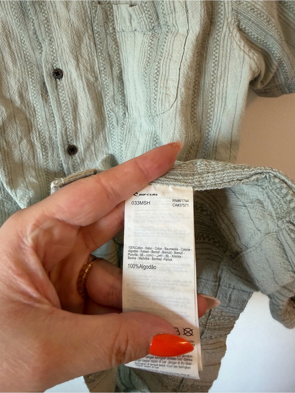 Men’s Green Ripcurl Button Up - Picture 2 of 3